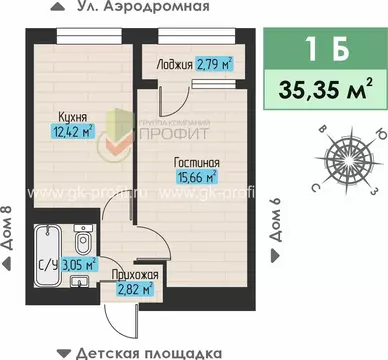 1-к кв. Татарстан, Набережные Челны ул. Жданова, 5 (35.35 м)