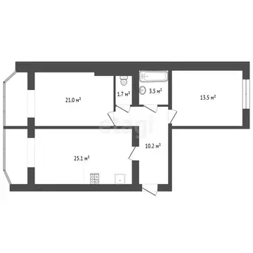 2-комнатная квартира: Пятигорск, Оранжерейная улица, 17 (75 м)