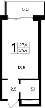 1-к кв. Крым, Евпатория Курортный кв-л,  (29.4 м)