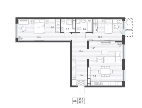 3-к кв. Дагестан, Дербент ул. Сальмана (88.03 м)