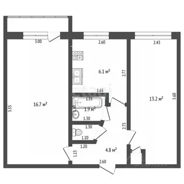 2-к кв. Башкортостан, Стерлитамак ул. Артема, 17 (44.0 м)