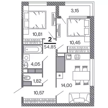 2-к кв. Рязанская область, Рязань Петра и Февронии жилой комплекс ...