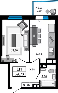 1-к кв. Ростовская область, Ростов-на-Дону Донской Арбат 2 жилой ...
