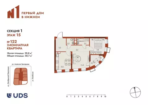 2-к кв. Нижегородская область, Нижний Новгород Ленгородок мкр, Первый ...