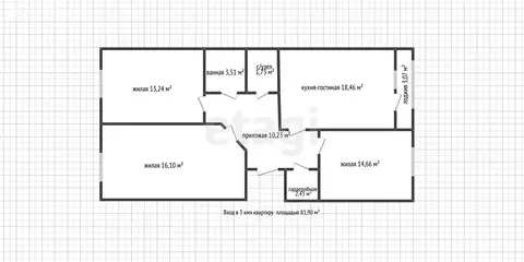 3-комнатная квартира: Майкоп, улица 12 Марта, 187к2 (81.9 м)