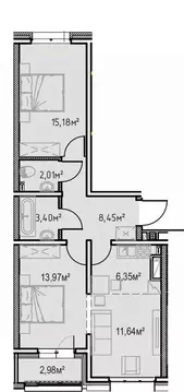 2-к кв. Иркутская область, Иркутск Иркутск-2 мкр, Зенит жилой комплекс ...