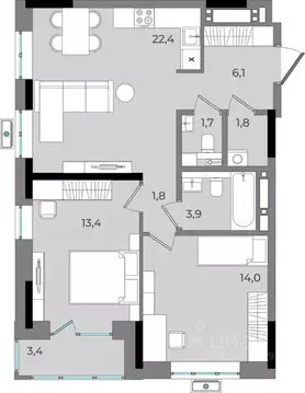 2-к кв. Удмуртия, Ижевск Северо-Западный жилрайон, 2-й мкр, Новый ...