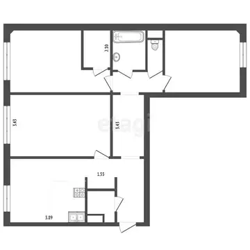 3-комнатная квартира: Тюмень, улица Константина Посьета, 3 (92.6 м)