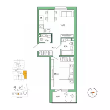 1-к кв. Ленинградская область, Гатчина ул. Чехова, 39к1 (48.8 м)