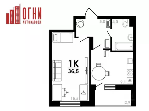 1-к кв. Нижегородская область, Нижний Новгород Коломенская ул., 8к4 ...