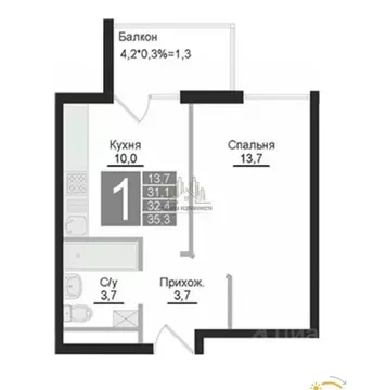 1-к кв. Крым, Симферопольский район, Молодежное пгт ул. Парковая, уч4 ...