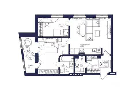 3-к кв. Башкортостан, Уфа Новомостовая ул., 4А (73.4 м)