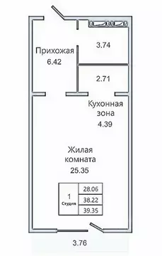 Студия Новосибирская область, Новосибирск ул. Плющихинская, 9 (39.0 м)