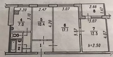 3-к кв. Омская область, Омск Заозерная ул., 3 (58.0 м)
