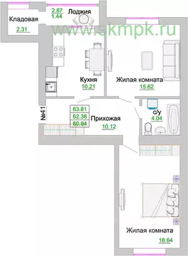 2-к кв. Калининградская область, Зеленоградск  (63.2 м)