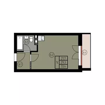 Квартира-студия: Лесное, ш. Калининградское (33.5 м)