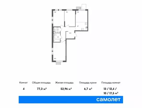 3-комнатная квартира: Мытищи, улица Стрельбище Динамо, 10 (77.3 м)
