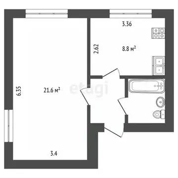 1-к кв. Вологодская область, Вологда Новгородская ул., 33А (37.1 м)