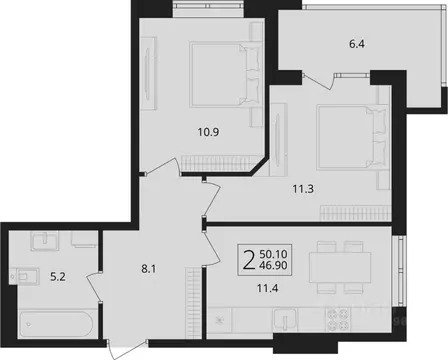 2-к кв. Брянская область, Брянский район, Снежское с/пос, пос. Путевка ...