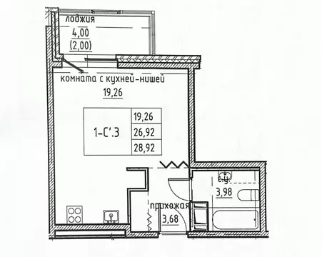 Квартира-студия: Новоселье, Невская улица, 7/4 (27 м)