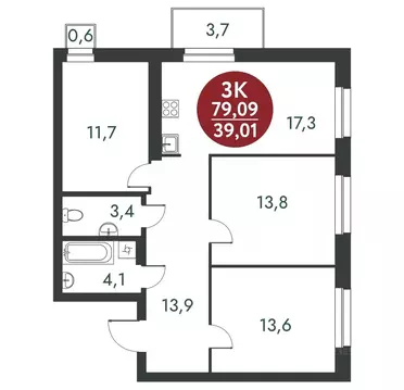 3-к кв. Новосибирская область, Новосибирск Скандинавские Кварталы ...