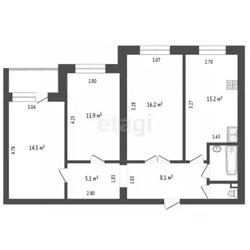 3-к кв. Тюменская область, Тюмень Солнечный проезд, 27 (72.7 м)