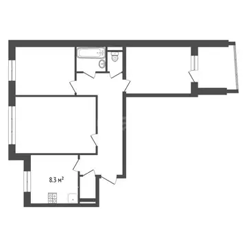 3-комнатная квартира: Омск, улица Дмитриева, 2/1 (67.4 м)