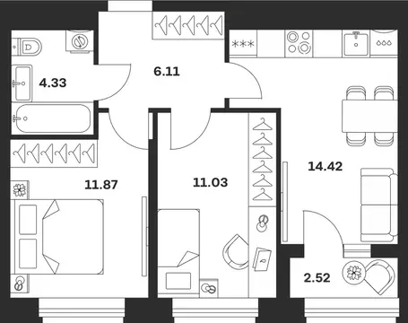 2-к кв. Тульская область, Тула городской округ, с. Осиновая Гора, ...