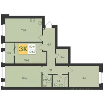 3-к кв. Чувашия, Чебоксары ул. И.П. Прокопьева, 7к1 (103.9 м)