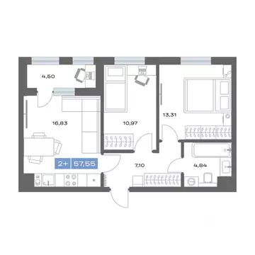 2-к кв. Тюменская область, Тобольск пер. Радищева, 17 (57.55 м)