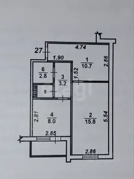 1-к кв. Воронежская область, Воронеж ул. Ломоносова, 114/44 (41.5 м)