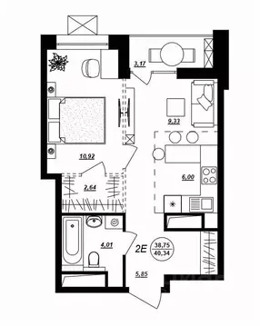 2-к кв. Хабаровский край, Хабаровск ул. Демьяна Бедного (40.34 м)