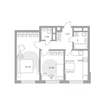 2-к кв. Московская область, Мытищи ул. Красная Слобода (51.3 м)
