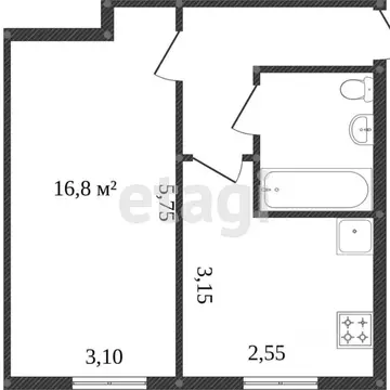 1-к кв. Калужская область, Калуга ул. Гурьянова, 8 (30.0 м)