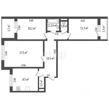 3-к кв. Мордовия, Саранск Волгоградская ул., 98 (62.9 м)