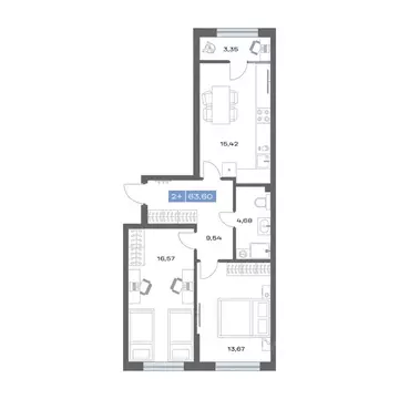 2-к кв. Тюменская область, Тобольск Зона ВУЗов тер., Ритм жилой ...