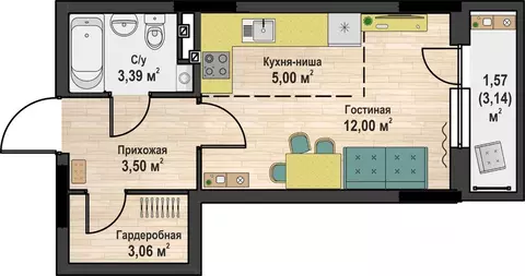 Студия Пермский край, Чайковский № 4 СНТ,  (28.58 м)