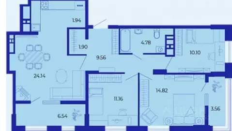 3-к кв. Брянская область, Брянск ул. Комарова, 47 (90.8 м)