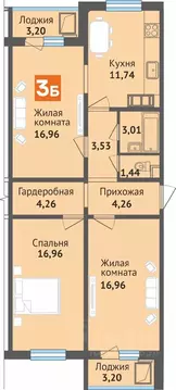 3-к кв. Чувашия, Чебоксары ул. Богдана Хмельницкого, 129 (85.52 м)