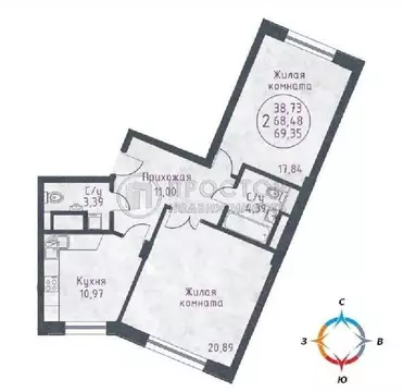 Продается 2-комнатная квартира