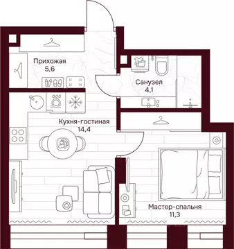1-к кв. Москва ул. Серпуховский Вал, 7 (35.4 м)