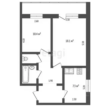 2-к кв. Вологодская область, Череповец Северное ш., 29 (47.9 м)