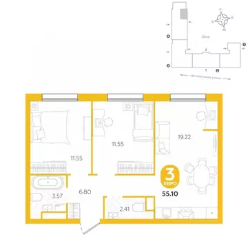 3-к кв. Тюменская область, Тюменский муниципальный округ, с. Горьковка ...