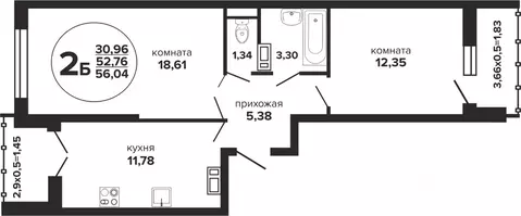 2-к кв. Краснодарский край, Краснодар Музыкальный мкр, ул. Имени И.И. ...