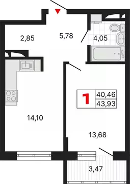 1-к кв. Свердловская область, Екатеринбург ул. Комсомольская, 72А ...