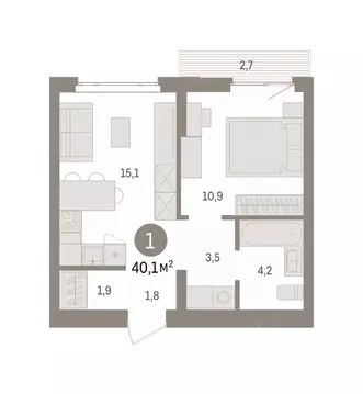 1-к кв. Свердловская область, Екатеринбург Сортировочный жилрайон, ...