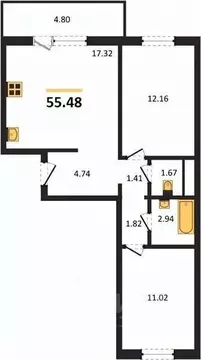 2-к кв. Челябинская область, Челябинский городской округ, пос. ...