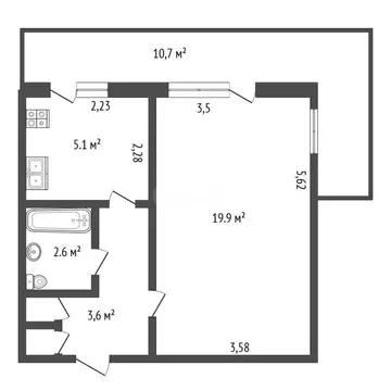 1-комнатная квартира: Саки, улица Ивановой, 5 (31.8 м)