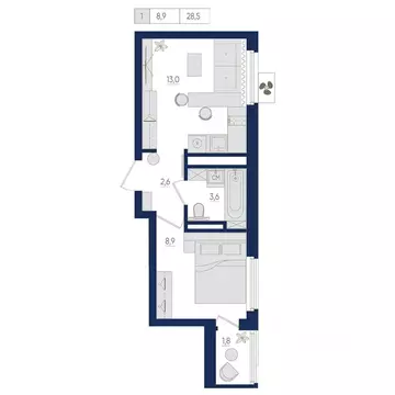 1-к кв. Башкортостан, Уфа ул. Евгения Столярова, 13 (28.5 м)