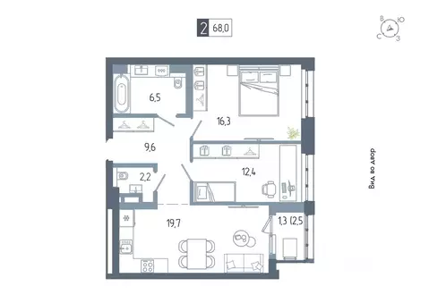 2-к кв. Башкортостан, Уфа Глумилино жилрайон, Аурум жилой комплекс ...